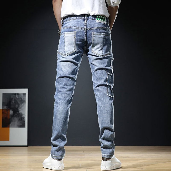 Shredded Patchwork Denim Jeans