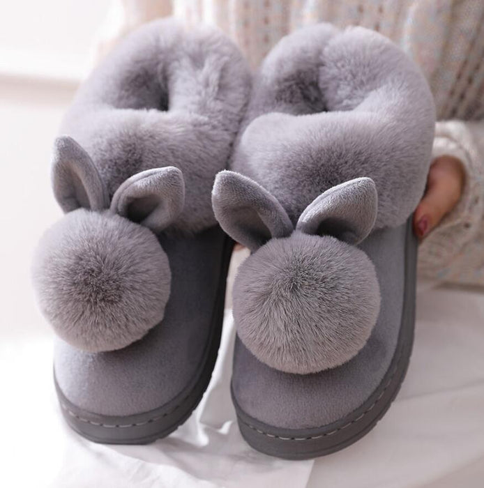 Fluffy Bunny Ear Slippers