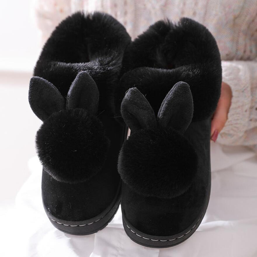 Fluffy Bunny Ear Slippers